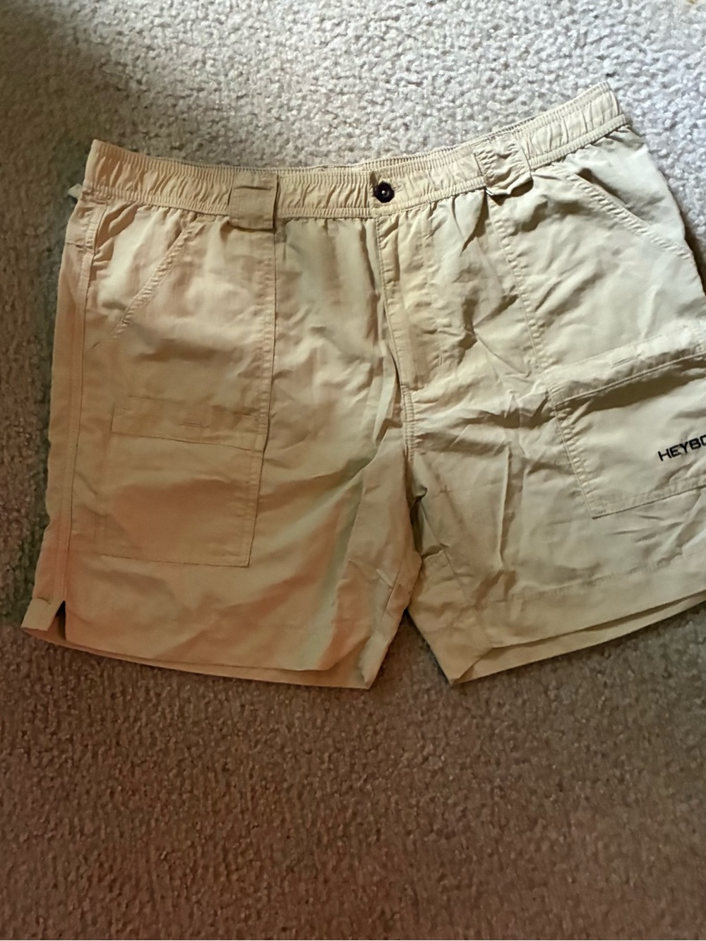 HEYBO Men's Tan Cargo Shorts with Elastic Waist